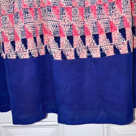 YA LOS ANGELES Pink and Blue Midi Over the Knee Dress Blue Hem Sleeveless Medium - Picture 5 of 14